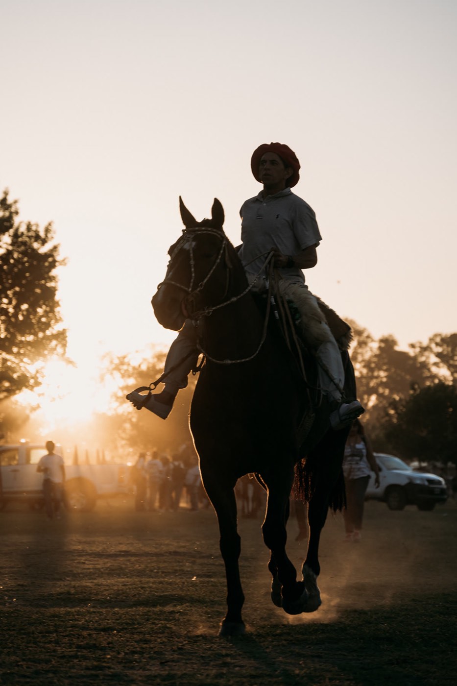 Gaucho riding at sunset in Buenos Aires